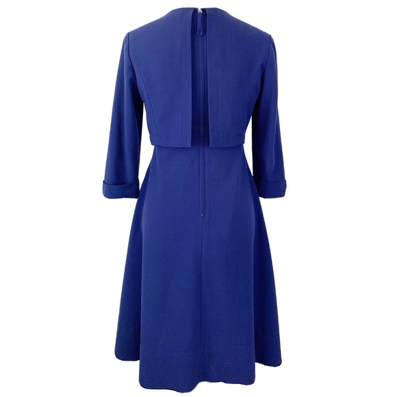 Weekend Rumere A-line Overlay Midi Dress 38 US Size 4 Navy 3/4 Sleeve - Picture 2 of 9
